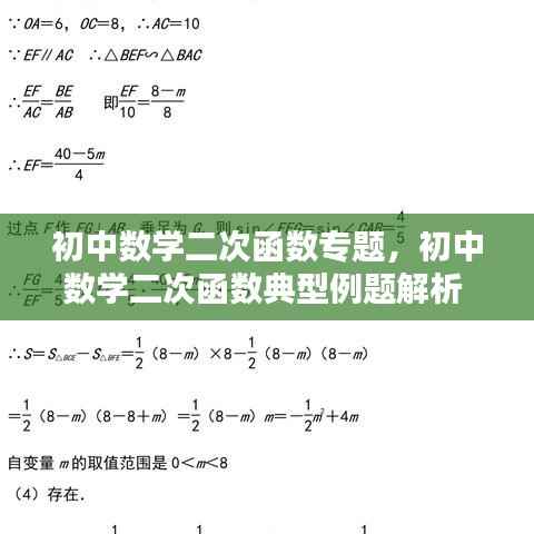 初中数学二次函数专题,初中数学二次函数典型例题解析